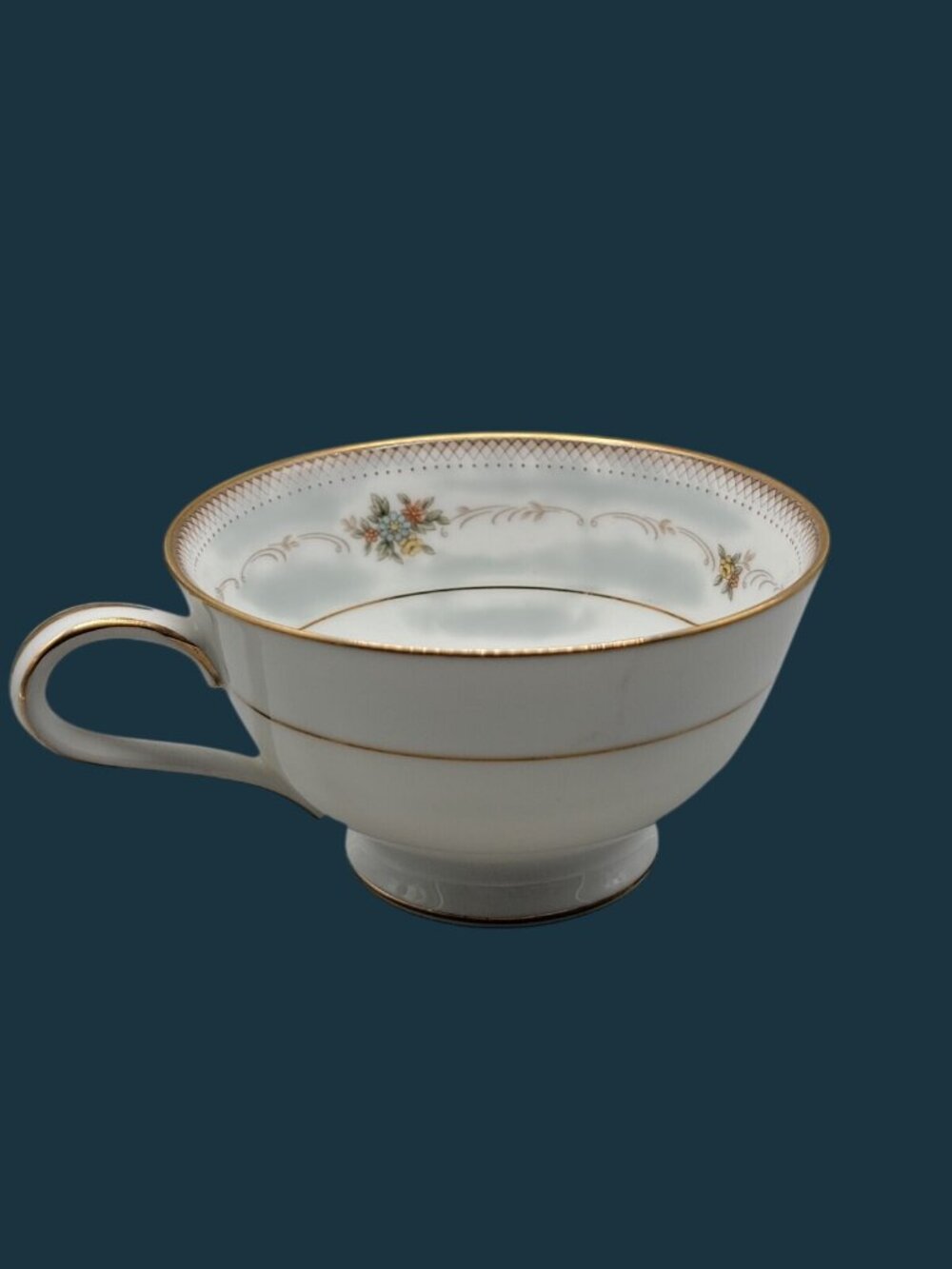 Noritake Saucer 2" Tea Cup Joanne Floral Design 6466 Gold Trim Vtg Discontinued